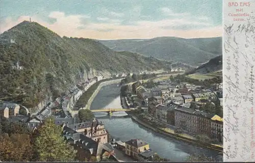 AK Bad Ems mit Concordiaturm, gelaufen 1905