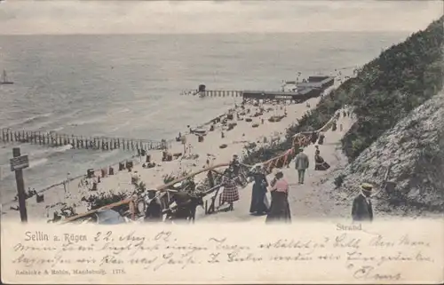 AK Sellin auf Rügen Strand, gelaufen 1902