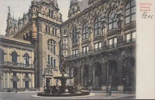 AK Hamburg Rathaus Ehrenhof, gelaufen 1905