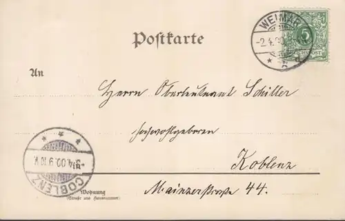AK Gruss de la maison d'hôtes Weimar Goethe, couru 1900