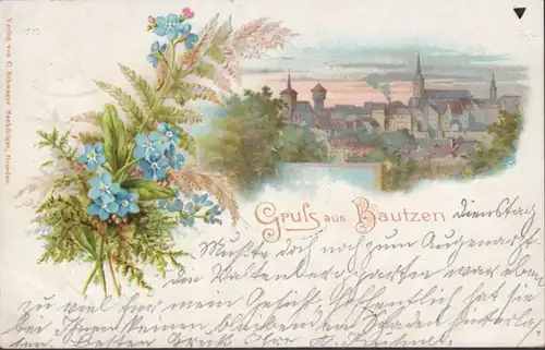AK Gruss de Bautzen Vue de la ville Litho, couru 1900
