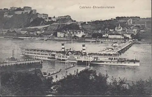AK Koblenz Ehrenbreitstein Dampfer Auguste Victoria, gelaufen 1909