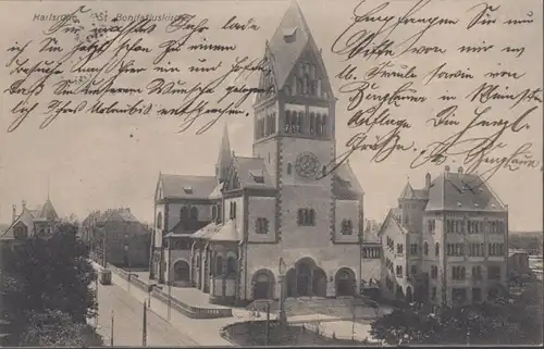 AK Karlsruhe Bonifatiuskirche, gelaufen 1909