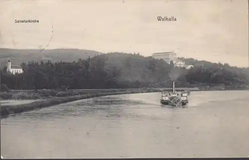 AK Donau Schiffe Walhalla Salvatorkirche, gealufen