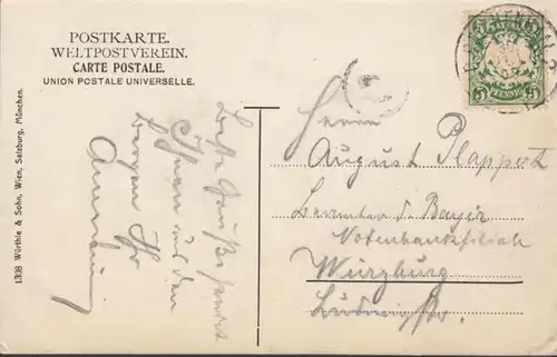 AK Berchtesgaden vom Kalvarienberg, gelaufen 1909