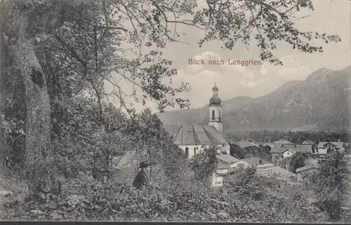 AK regardant l'église de Lenggries, couru 1909