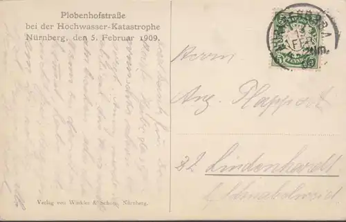 AK Nuremberg Hunderwasser Plobenhofstraße, couru 1909