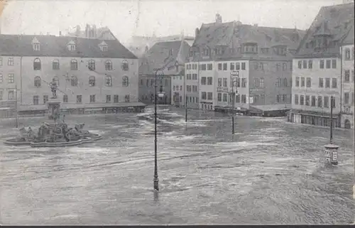 AK Nuremberg inondations Le marché principal, couru en 1909