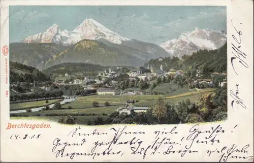 AK Berchtesgaden Gesamtansicht, gelaufen 1908