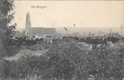 AK Nördlingen Stadtansicht, gelaufen 1908