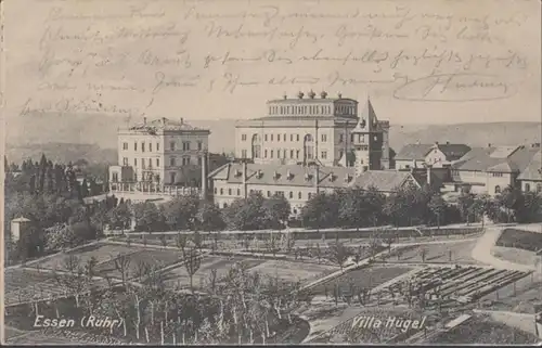 AK Essen Villa Hügel, gelaufen 1908