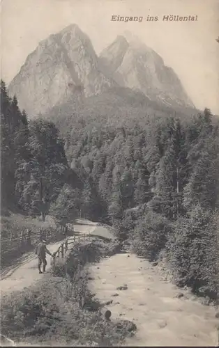 AK Grainau Eingang zum Höllental, gelaufen 1906