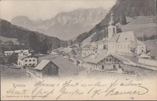 AK Ramsau bei Berchtesgaden Stadtansicht, gelaufen 1908