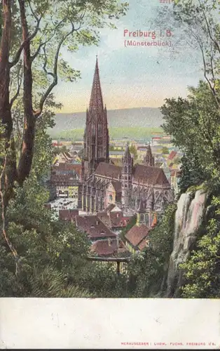 AK Freiburg i.B. Münsterblick, gelaufen 1907