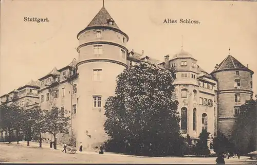 AK Stuttgart Altes Schloss, gelaufen 1907
