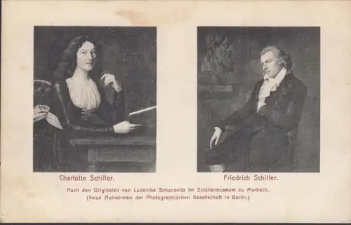 AK Carlotte und Friedrich Schiller, gelaufen 1908