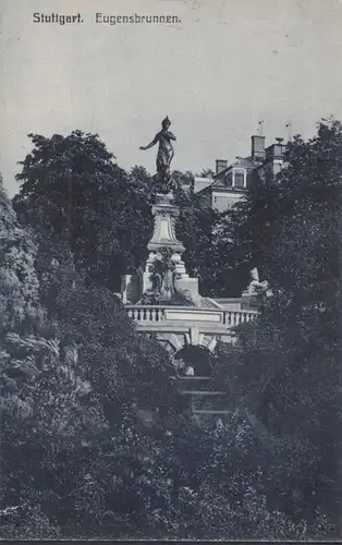 AK Stuttgart Eugensbrunnen, gelaufen 1908