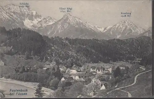 AK Faulenbach bei Füssen Talansicht, gelaufen 1907