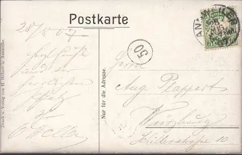 Gruss aus Annweiler Trifels Anebos Münz, gelaufen 1907