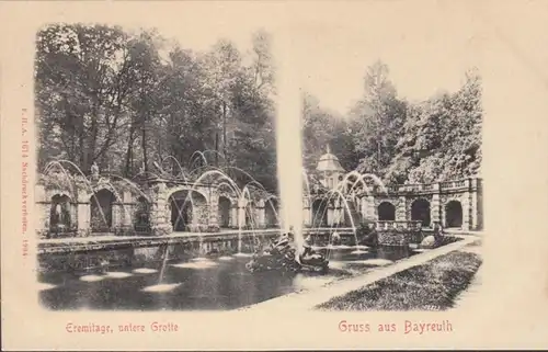 AK Gruss aus Bayreuth Eremitage untere Grotte, ungelaufen