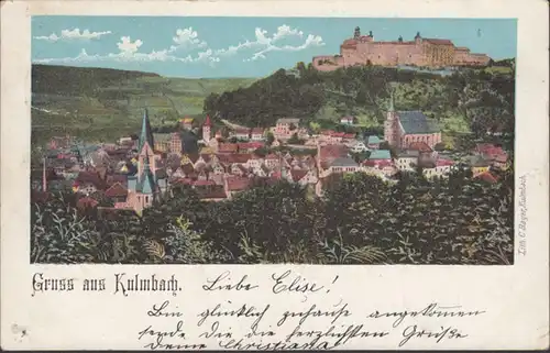 AK Gruss aus Kulmbach Stadtansicht, gelaufen 1902