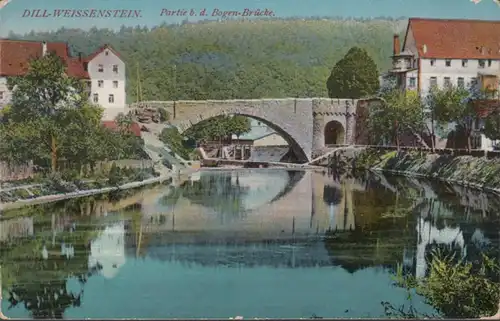 AK Dill Weißenstein Partie an der Bogen Brücke, gelaufen 1913