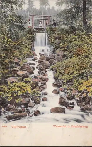 AK Villingen cascade près de Brücklesweg, couru en 1904