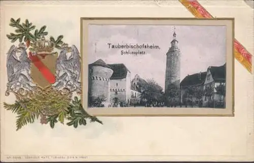 AK Tauberbischofsheim, Schlosspark, Wappen Präge AK, gelaufen 1902