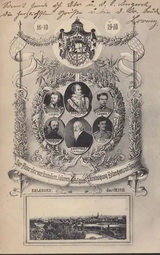 AK célébration de l'association Erlangens avec la Bavière, qui s'est déroulée il y a cent ans, a eu lieu en 1910