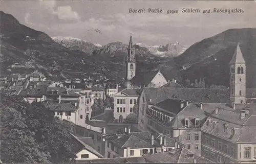 AK Bolzano Partie contre les Schlern et Rosengarten, couru 1911