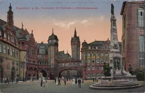 AK Frankfurt Paulsplatz mit Rathaus und EinheitsdDenkmal, ungelaufen