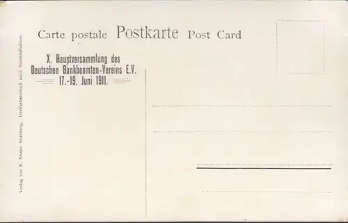 AK Partie an der Insel Schütt Hauptversammlung des Deutschen Bankbeamten Vereins 1911, ungelaufen