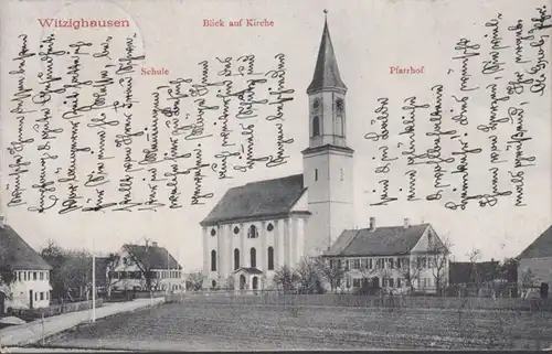 AK Witzighausen église école presbytère post, couru 1915