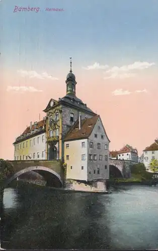 AK Bamberg Hôtel de ville Feldpost, couru en 1917