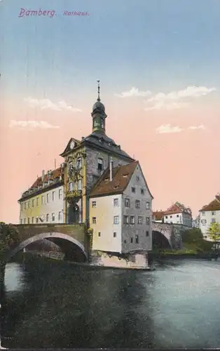 AK Bamberg Rathaus Feldpost, gelaufen 1917