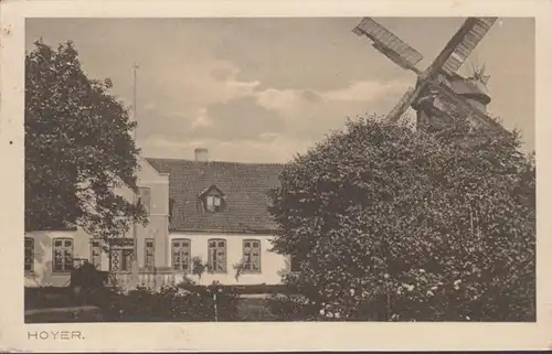 AK Hoyer Højer Sogn Bauerhaus Windmühle Feldpost, couru en 1916