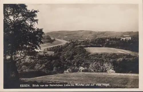 AK Essen Blick von der Heimliche Liebe ins Ruhrtal auf Villa Hügel, gelaufen 1930