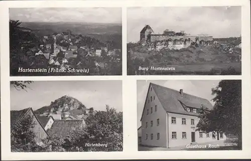 AK Hartenstein b. Velden Stadtansicht Burg Hirtenberg Gasthaus Rauh, ungelaufen