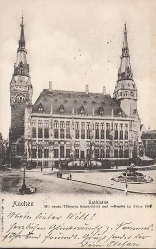 AK Aachen Mairie, couru en 1902
