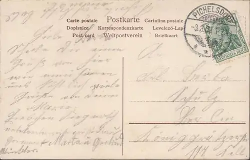 AK Gruss aus Schildhorn Schiffsanleger, gelaufen 1909