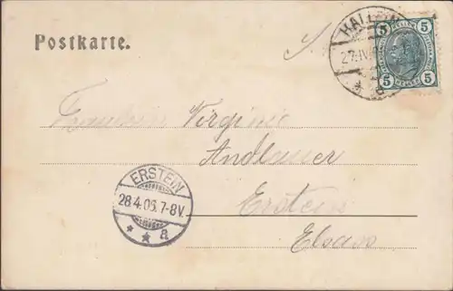 AK Hallein Salzbergwerk Dürnberg Salzsee, gelaufen 1906