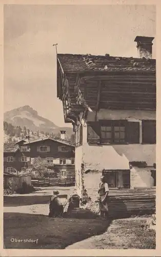 AK Oberstdorf Häuser Alpen, gelaufen 1927