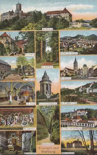 AK Eisenach und Wartburg Mehrbild, gelaufen 1926