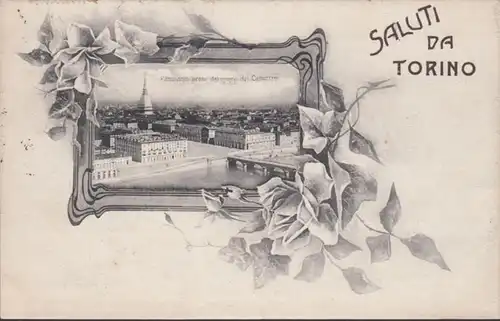 Cartolina Salute da Torino, gelaufen 1908