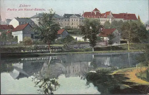 AK Saverne Zabern Zabre partie sur le bassin du canal, couru 1909