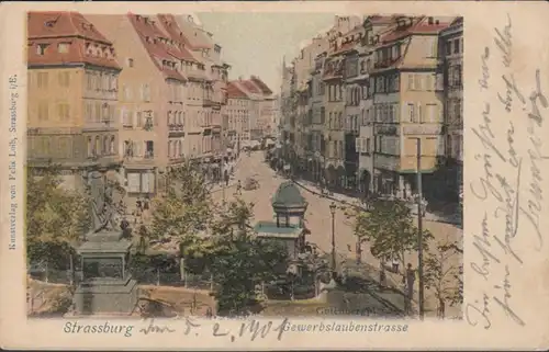 AK Strasbourg Gebunktliche Fördenstraße Gutenbergplatz, couru 1901