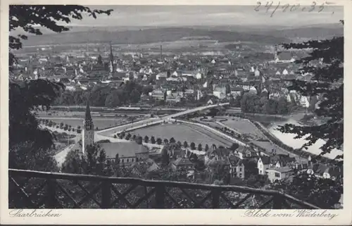 AK Saarbrücken Blick vom Winterberg, gelaufen 1935