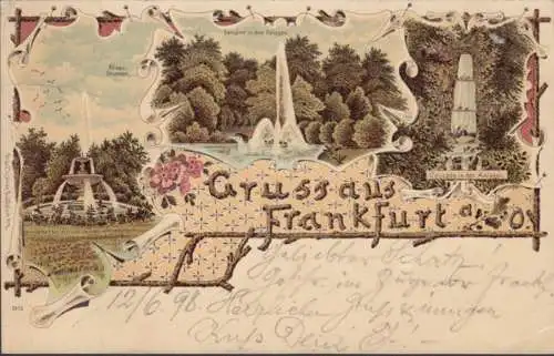 AK Gruss aus Frankfurt a.d. Oder, gelaufen 1898