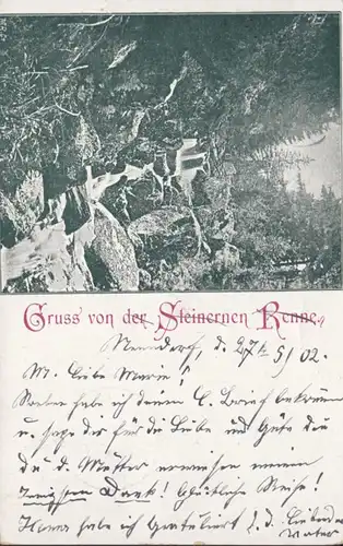AK Gruss von der Steinernen Renne, gelaufen 1902