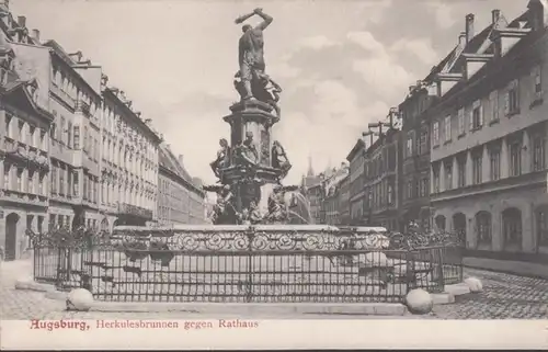 AK Augsburg Herkulesbrunnen gegen Rathaus, ungelaufen